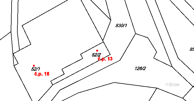 Krašovice 13, Krásná Hora nad Vltavou na parcele st. 52/2 v KÚ Krašovice, Katastrální mapa