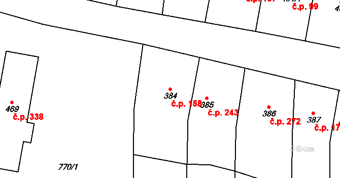 Hroznová Lhota 158 na parcele st. 384 v KÚ Hroznová Lhota, Katastrální mapa