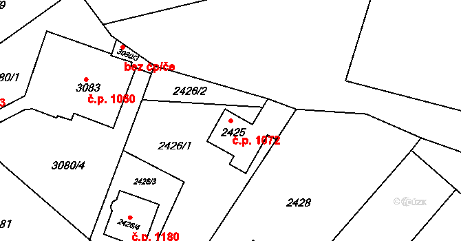 Kuřim 1072 na parcele st. 2425 v KÚ Kuřim, Katastrální mapa