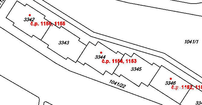 Bolevec 1153,1154, Plzeň na parcele st. 3345 v KÚ Bolevec, Katastrální mapa