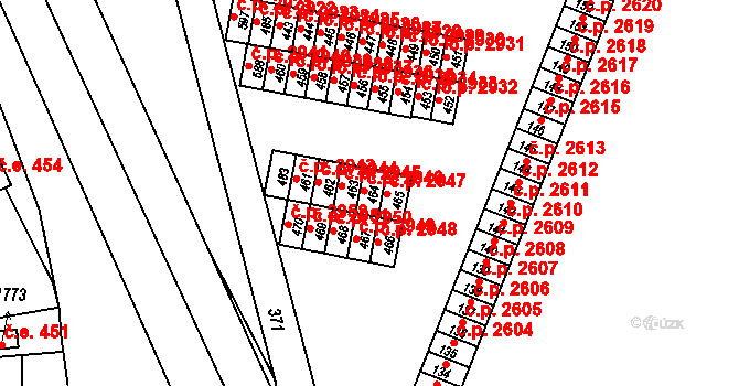 Brníčko 2946, Uničov na parcele st. 464 v KÚ Brníčko, Katastrální mapa