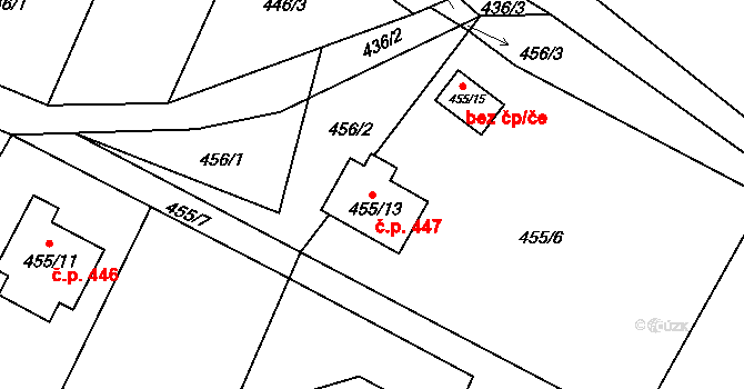 Děčín XXXII-Boletice nad Labem 447, Děčín na parcele st. 455/13 v KÚ Boletice nad Labem, Katastrální mapa
