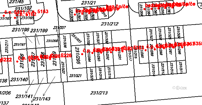 Helenín 5351, Jihlava na parcele st. 231/293 v KÚ Helenín, Katastrální mapa