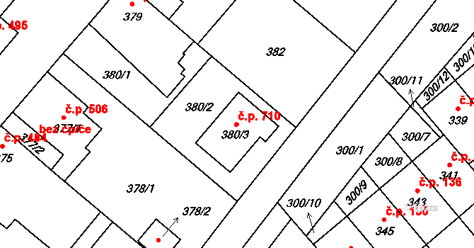 Lednice 710 na parcele st. 380/3 v KÚ Lednice na Moravě, Katastrální mapa