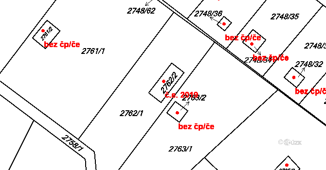 Teplice 2019 na parcele st. 2762/2 v KÚ Teplice, Katastrální mapa
