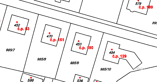 Pecerady 150, Týnec nad Sázavou na parcele st. 453 v KÚ Pecerady, Katastrální mapa