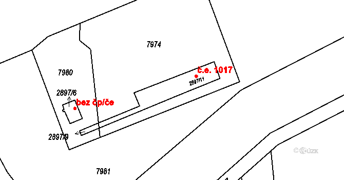 Nivnice 1017 na parcele st. 2897/11 v KÚ Nivnice, Katastrální mapa