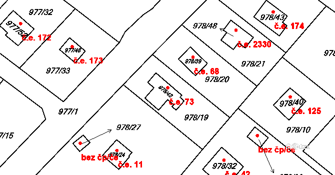 Velká Chuchle 73, Praha na parcele st. 978/42 v KÚ Velká Chuchle, Katastrální mapa