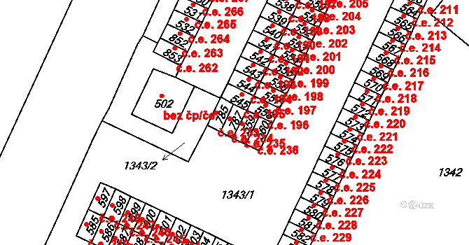 Háje 234, Cheb na parcele st. 787 v KÚ Háje u Chebu, Katastrální mapa