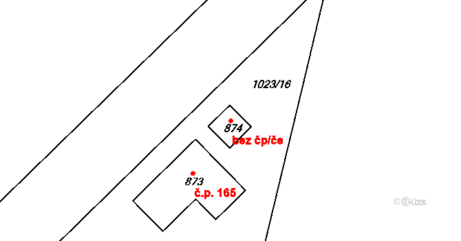 Cheb 38808323 na parcele st. 874 v KÚ Podhrad, Katastrální mapa