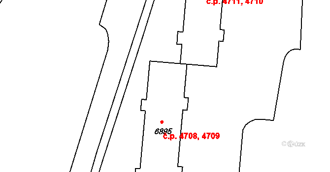 Zlín 4708,4709 na parcele st. 6895 v KÚ Zlín, Katastrální mapa