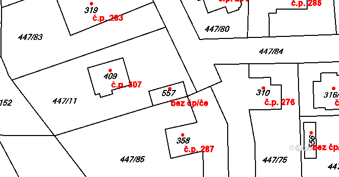 Nižbor 43326323 na parcele st. 557 v KÚ Nižbor, Katastrální mapa