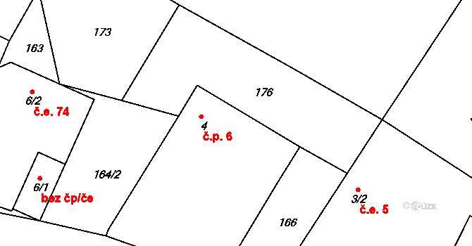 Moravice 6 na parcele st. 4 v KÚ Moravice, Katastrální mapa
