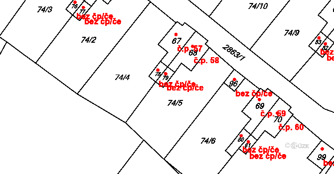 Bor 44032323 na parcele st. 79 v KÚ Kurojedy, Katastrální mapa