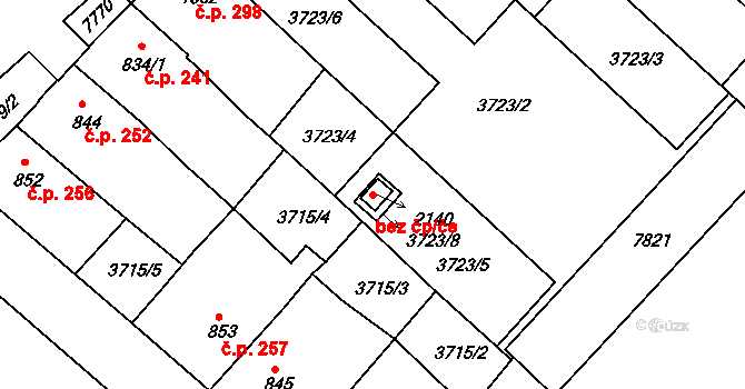 Telč 45855323 na parcele st. 2140 v KÚ Telč, Katastrální mapa