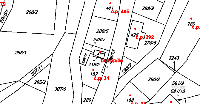 Kunratice u Cvikova 45913323 na parcele st. 419/1 v KÚ Kunratice u Cvikova, Katastrální mapa