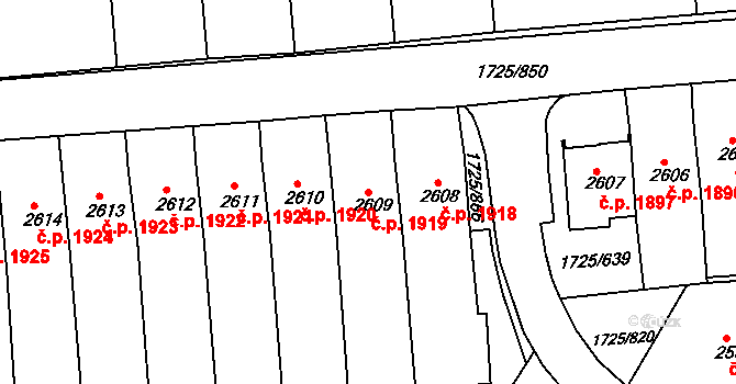 Uherský Brod 1919 na parcele st. 2609 v KÚ Uherský Brod, Katastrální mapa