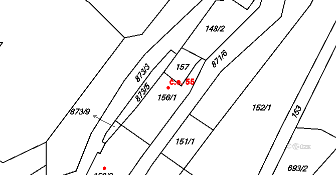 Bukovice 55, Velké Losiny na parcele st. 156/1 v KÚ Bukovice u Velkých Losin, Katastrální mapa