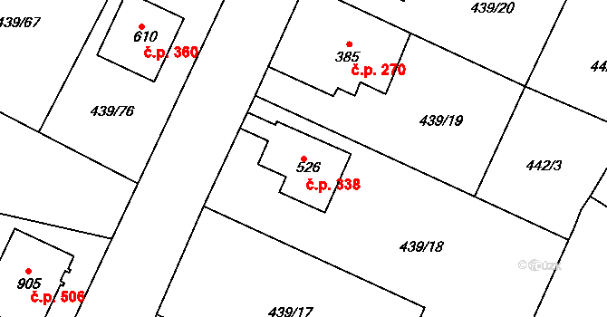 Opatovice nad Labem 338 na parcele st. 526 v KÚ Opatovice nad Labem, Katastrální mapa