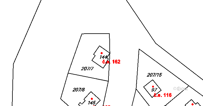 Svojšice 162 na parcele st. 144 v KÚ Svojšice u Choltic, Katastrální mapa