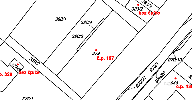 Loučka 157, Nový Jičín na parcele st. 379 v KÚ Loučka u Nového Jičína, Katastrální mapa