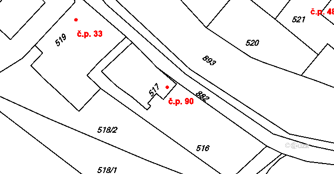 Stachovice 90, Fulnek na parcele st. 517 v KÚ Stachovice, Katastrální mapa