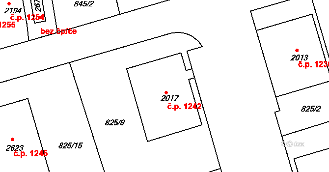 Humpolec 1242 na parcele st. 2017 v KÚ Humpolec, Katastrální mapa