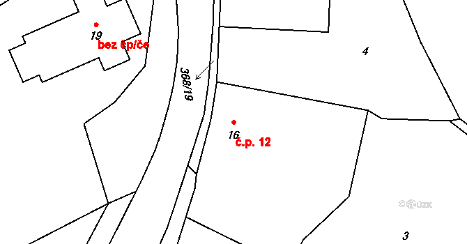 Brloh 12, Louny na parcele st. 16 v KÚ Brloh, Katastrální mapa