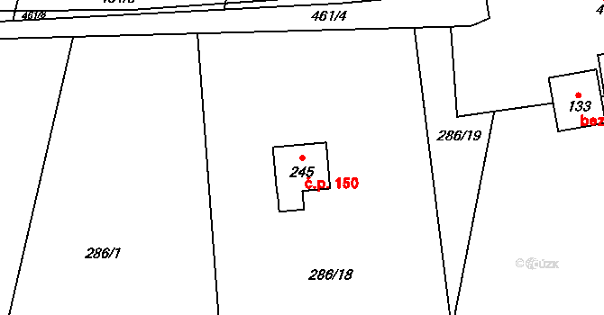 Hájov 150, Příbor na parcele st. 245 v KÚ Hájov, Katastrální mapa