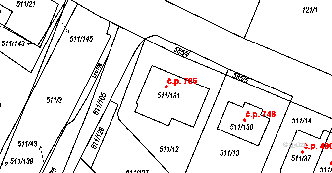 Horní Měcholupy 766, Praha na parcele st. 511/131 v KÚ Horní Měcholupy, Katastrální mapa