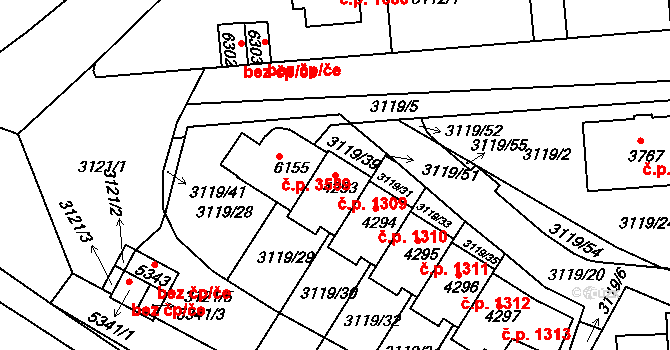 Havlíčkův Brod 1309 na parcele st. 4293 v KÚ Havlíčkův Brod, Katastrální mapa