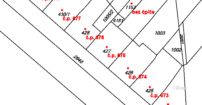 Lipník nad Bečvou I-Město 675, Lipník nad Bečvou na parcele st. 427 v KÚ Lipník nad Bečvou, Katastrální mapa
