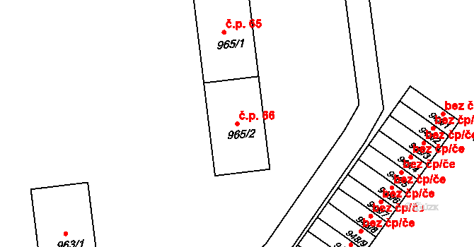 Bražec 66 na parcele st. 965/1 v KÚ Bražec u Doupova, Katastrální mapa
