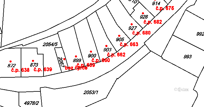 Jáchymov 662 na parcele st. 903 v KÚ Jáchymov, Katastrální mapa