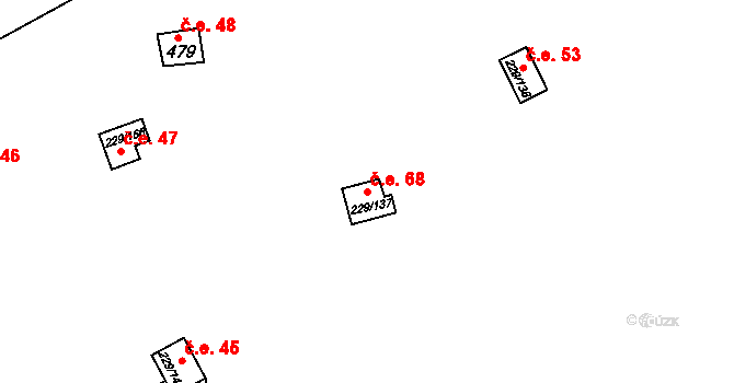 Hostěradice 68, Kamenný Přívoz na parcele st. 229/137 v KÚ Hostěradice, Katastrální mapa