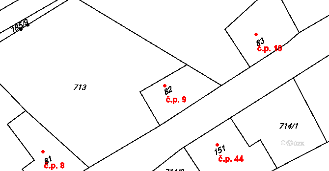 Havírna 9, Bohutín na parcele st. 82 v KÚ Bohutín, Katastrální mapa