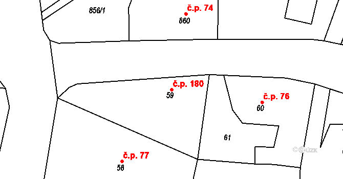 Krmelín 180 na parcele st. 59/1 v KÚ Krmelín, Katastrální mapa