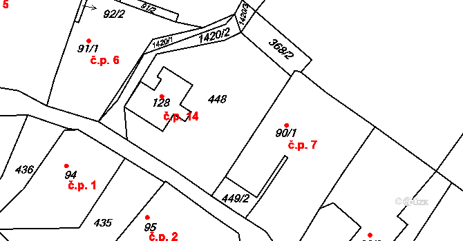 Křemení 14, Chotýšany na parcele st. 128 v KÚ Chotýšany, Katastrální mapa
