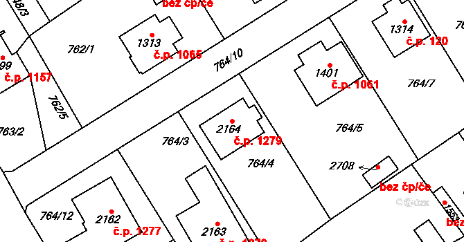 Lomnice nad Popelkou 1279 na parcele st. 2164 v KÚ Lomnice nad Popelkou, Katastrální mapa