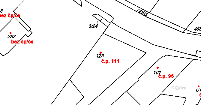Staré Nechanice 111, Nechanice na parcele st. 123 v KÚ Staré Nechanice, Katastrální mapa
