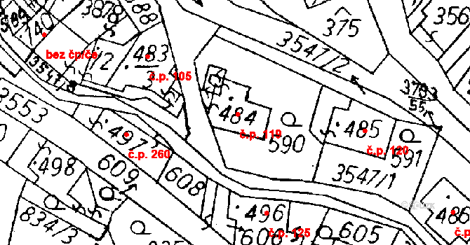 Cvikov II 119, Cvikov na parcele st. 484 v KÚ Cvikov, Katastrální mapa