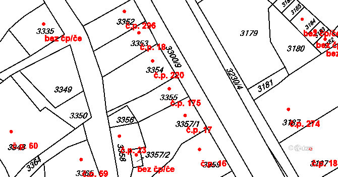 Mimoň I 175, Mimoň na parcele st. 3355 v KÚ Mimoň, Katastrální mapa