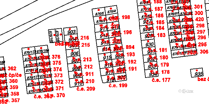 Postoloprty 202 na parcele st. 915 v KÚ Postoloprty, Katastrální mapa
