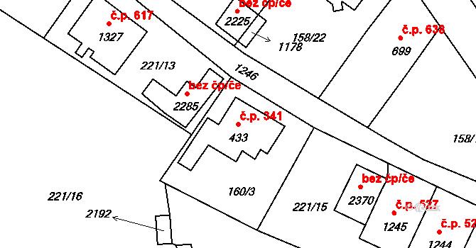 Úšovice 341, Mariánské Lázně na parcele st. 433 v KÚ Úšovice, Katastrální mapa