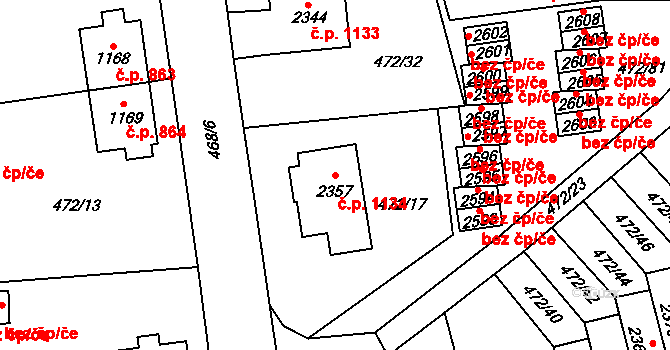 Vrchlabí 1134 na parcele st. 2357 v KÚ Vrchlabí, Katastrální mapa