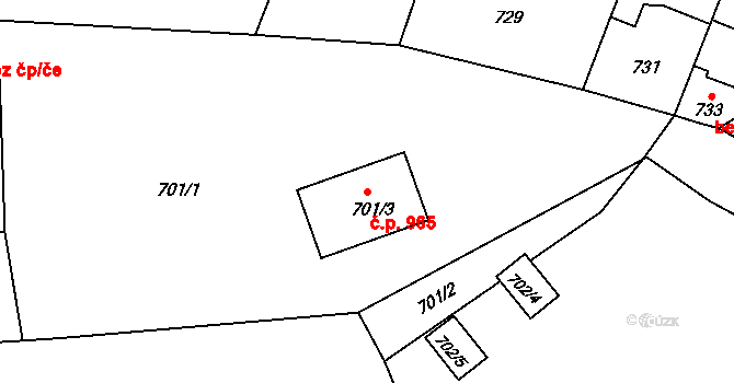 Hronov 965 na parcele st. 701/3 v KÚ Hronov, Katastrální mapa
