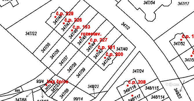 Jenišov 191 na parcele st. 347/43 v KÚ Jenišov, Katastrální mapa