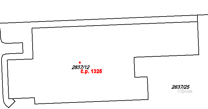 Hulín 1325 na parcele st. 2837/12 v KÚ Hulín, Katastrální mapa