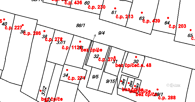 Velké Pavlovice 270 na parcele st. 32 v KÚ Velké Pavlovice, Katastrální mapa