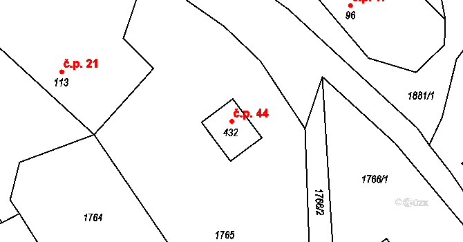 Čejtice 44, Horka II na parcele st. 432 v KÚ Horka nad Sázavou, Katastrální mapa